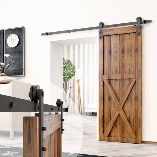 Homacer Paneled Wood Unfinished Frame Barn Door with Installation